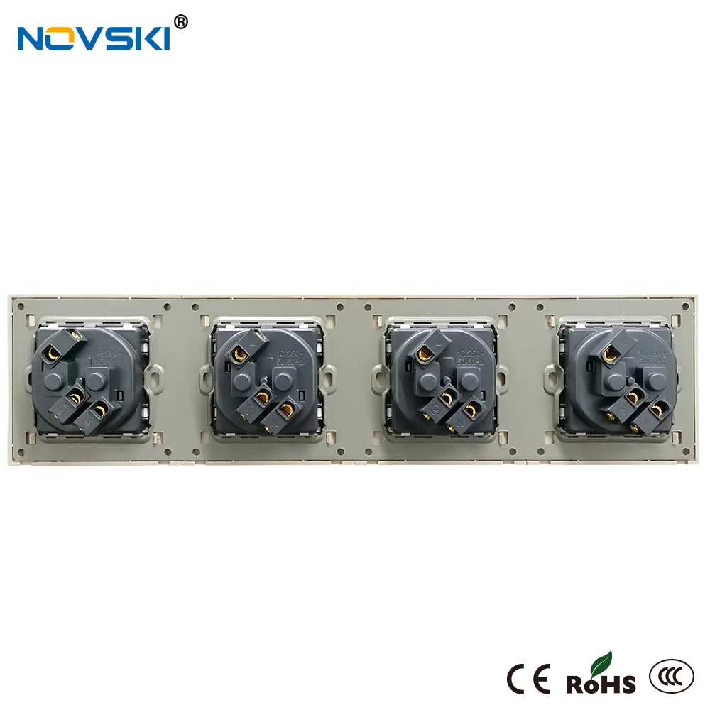 Многорамная французская розетка стенная Хрустальная стеклянная панель 16А