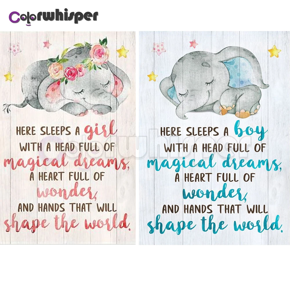 Алмазная живопись 5D квадратная/круглая вышивка слон для новорожденных девочек и