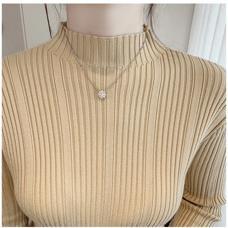 

Lace Knitted Sweater Dress 2020 Autumn New Mid-Calf Sweater Dress Women Inside Fashion Stand Collar Long Sleeve Dress 2020 New
