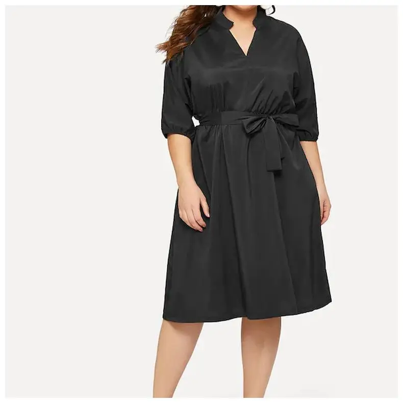 COCOEPPS L-6XL, женские платья размера плюс, осенне-зимнее платье, элегантная свободная одежда большого размера, повседневные офисные платья с длинным рукавом