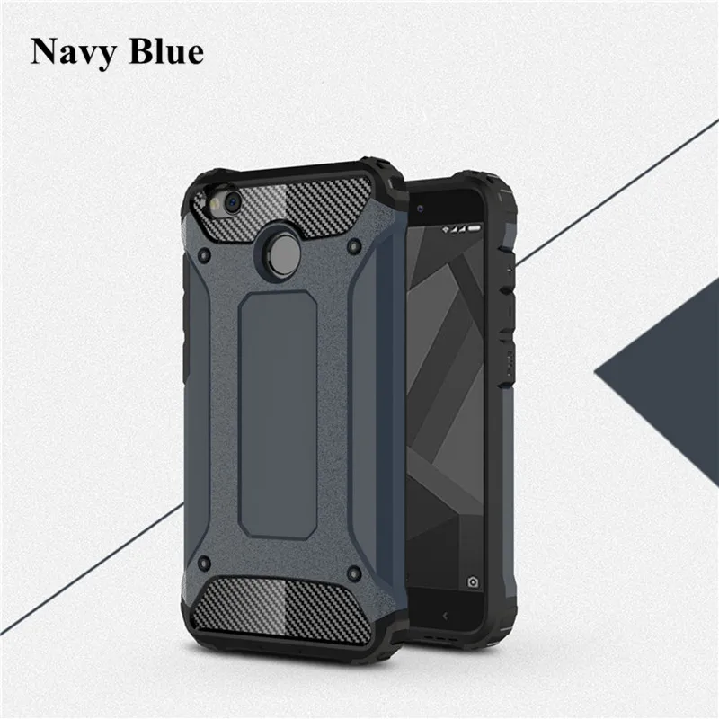 Navy Blue Чехол для Xiaomi Redmi 4X случае Роскошные Броня Гибридный ударопрочный Жесткий PC+ TPU Прочный Влияние для Redmi 4X Примечание 5 7 Pro 4X4 Чехол - Цвет: Navy Blue