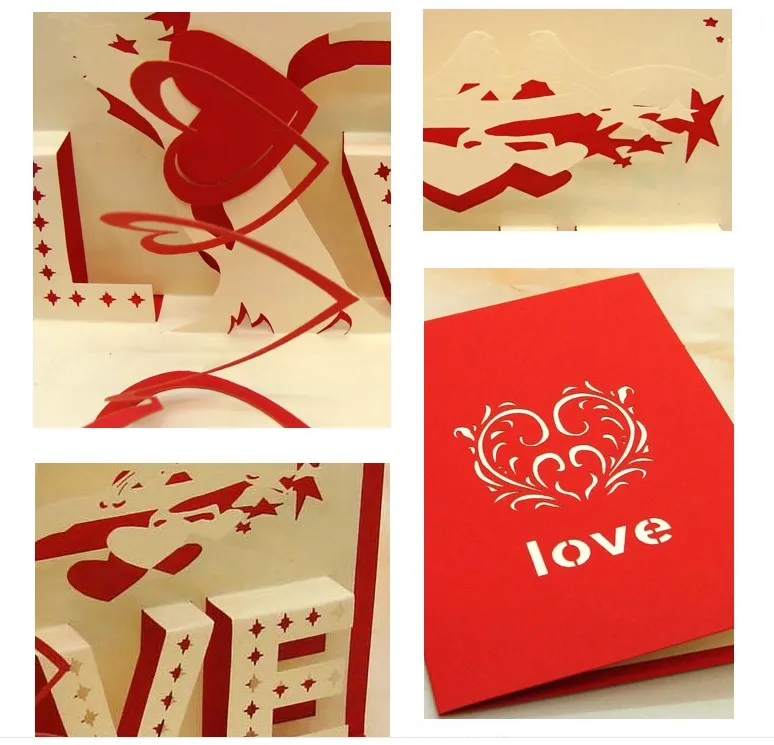 3D поздравительная открытка на день Святого Валентина ручная работа складная