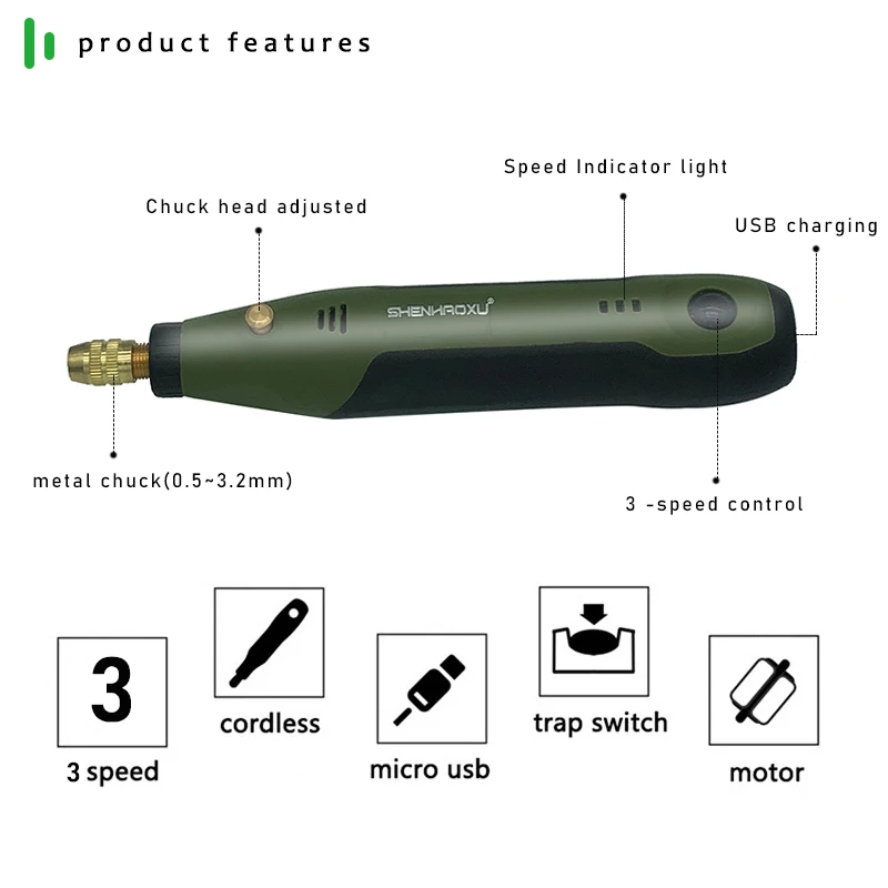 Дремель аккумуляторный 3 7 В скорости с насадками |