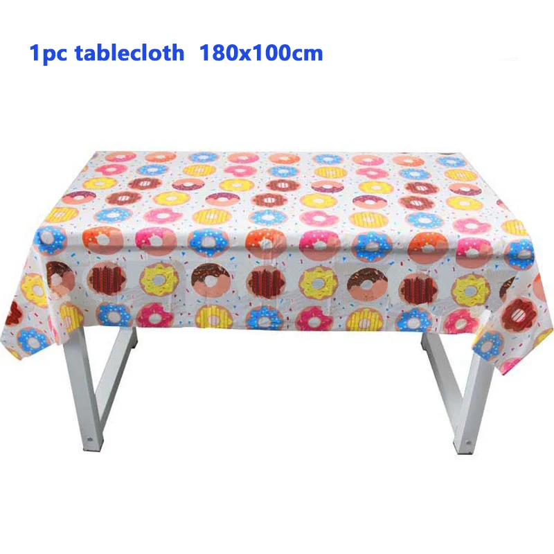 1pc tablecloth Летняя Вечеринка пончик мороженое тема украшения для кексов тарелка сотовый флаг с мячом коробка конфет набор день рождения, детский душ вечерние поставки - Цвет: 1pc tablecloth