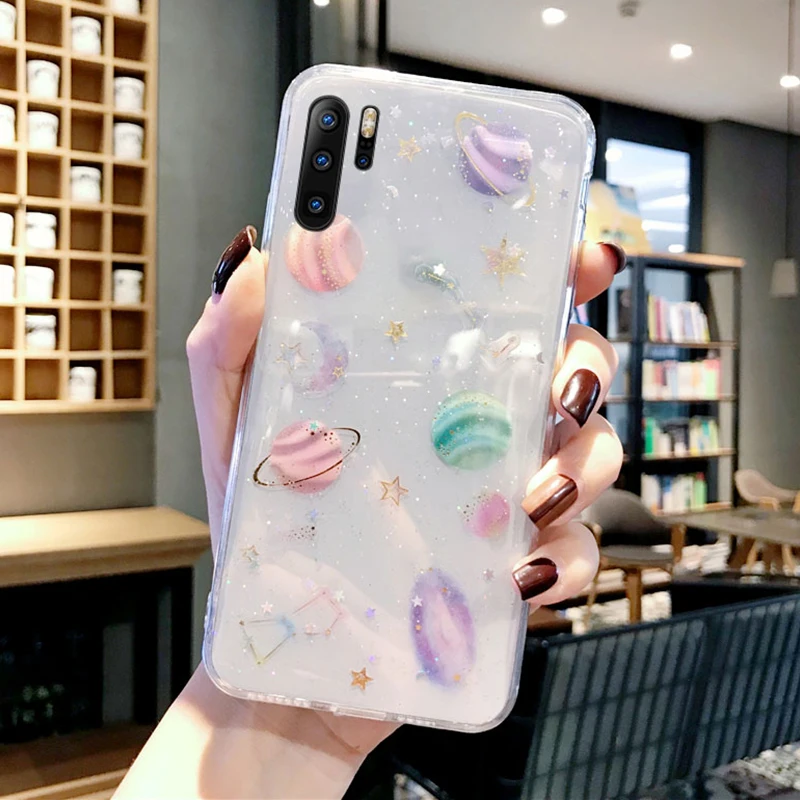 Чехол SUYACS с блестящими планетами для телефона Huawei P40 P30 P20 Pro Lite Mate 30 20 Honor 8X