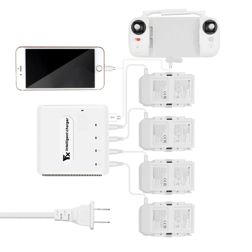 6в1 мульти зарядное устройство для Xiaomi Fimi X8 SE Дрон батарея зарядка концентратор интеллектуальное умное зарядное устройство с USB портом для управления