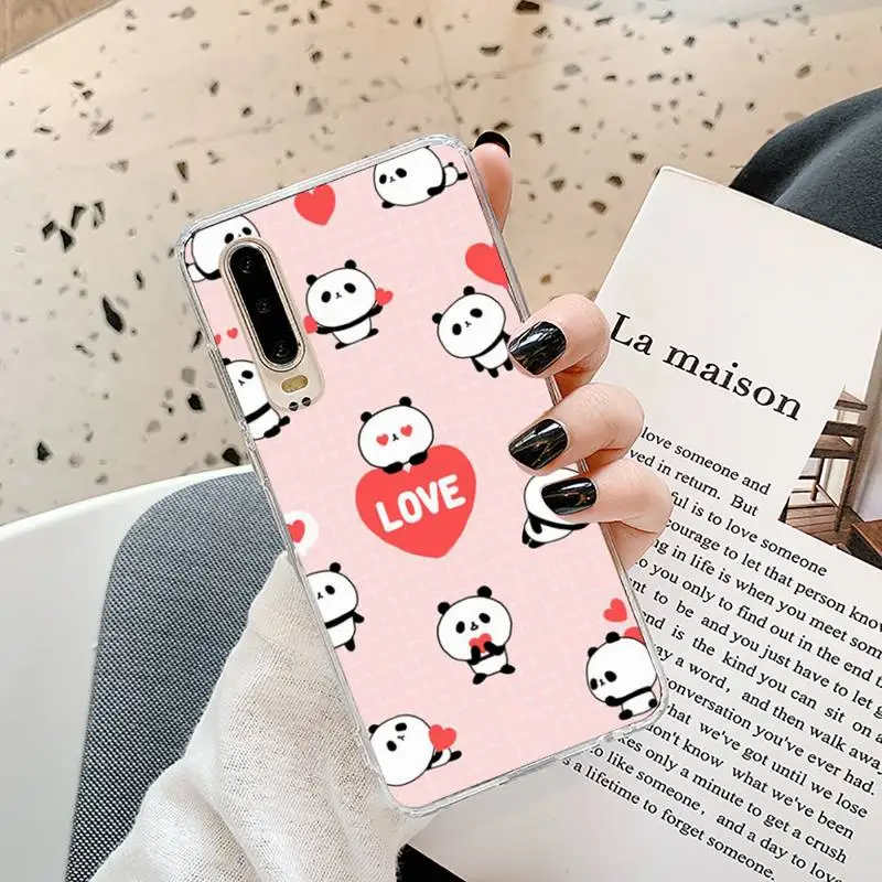 

Cute Cartoon Panda Phone Case Transparent for Samsung A71 S9 10 20 HUAWEI p30 40 honor 10i 8x xiaomi note 8 Pro 10t 11