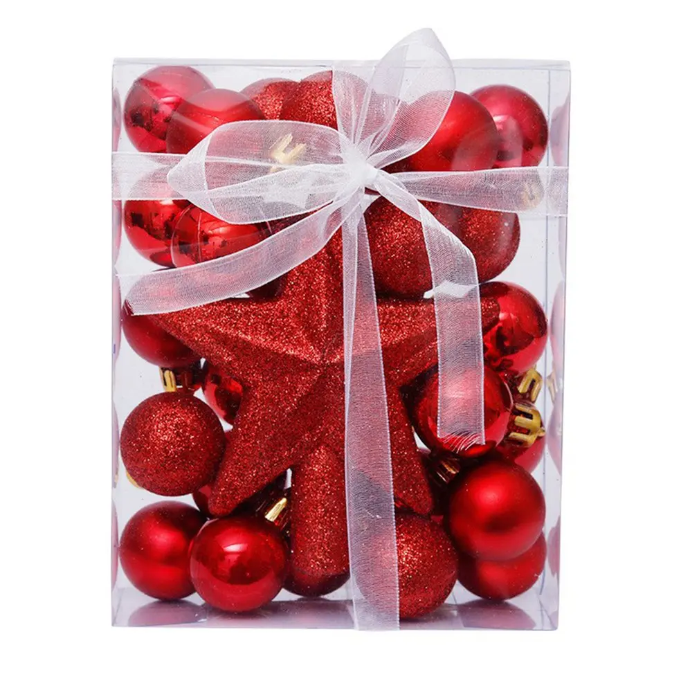 

30 шт./лот, Рождественский орнамент, шары, 3 см, дерево, топ, звезда, Гламурная Рождественская елка, украшение, шар, набор, блестящий цвет, домашн...