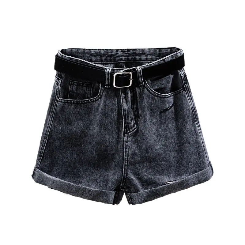 

Fitaylor 2020 New Summer High Waist Women Blue Denim Shorts Vintage Casual Female Solid Color Streetwear Wide Leg Jeans Shorts