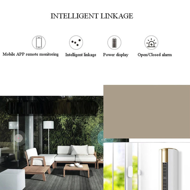 

FULL-Tuya Wifi Smart Door netic Detector Real Time Monitoring Open The Window for Ventilation Voiceview 2 Set