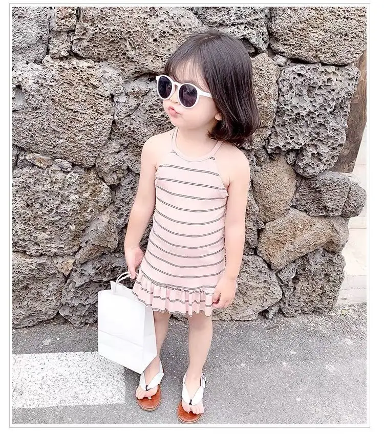 

Baby Girls Sleeveless Stripe Dresses Clothes Kids Summer Princess Dress Children Party Ball Pageant Dress Outfit