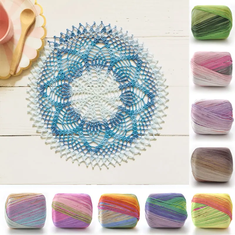 50 г градиентная цветная окрашенная бутиковая кружевная нить жемчужная блестящая