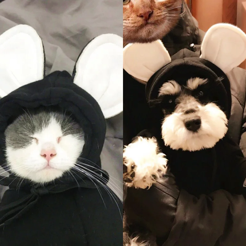 Black Dog Clothes Одежда для собак с Микки Маусом; зимняя одежда для маленьких собак; одежда для щенков; флисовый костюм для собак; Рождественская Толстовка с капюшоном на Рождество - Цвет: Black Dog Clothes