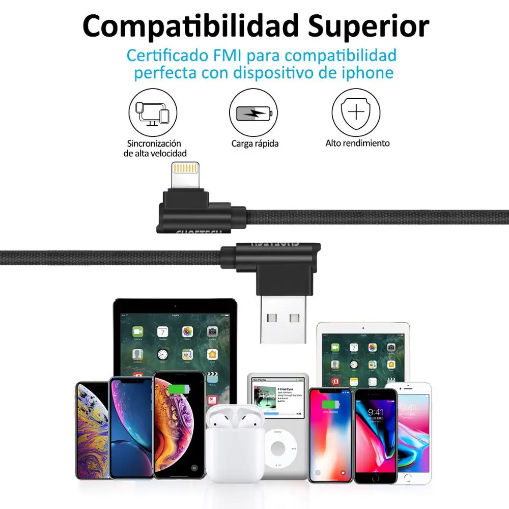 90 градусов USB зарядное устройство L Тип Быстрый кабель для iphone Xr Xs Max 8 7s 6 plus 6s 5 5S se