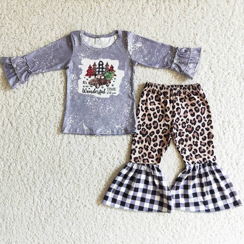 

Новое поступление, одежда для девочек, бутик, рождественские наряды для малышей, модная одежда для девочек, леопардовые штаны с колокольчик...