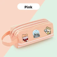 2021 kawaii double zipper large capacity pencil case animal pencil bag school stationery supplies for boys girls learning tool