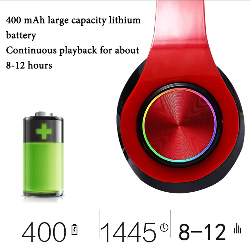 Складные Bluetooth наушники портативные стерео дыхательный светильник Поддержка TF