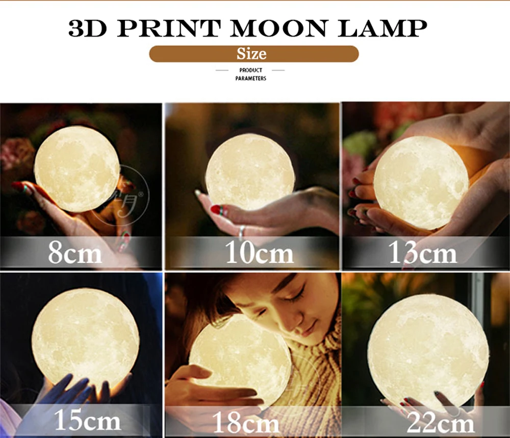 Дропшиппинг луна лампа 3D печать ночник украшение лампы 3 цвета 16 видов цветов