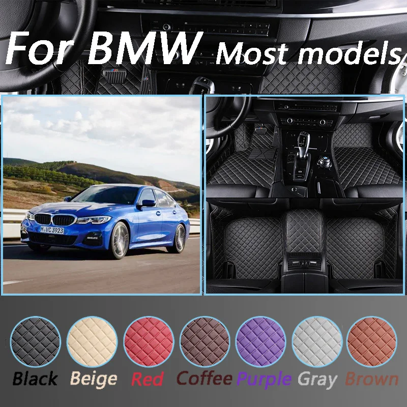 Кожаные автомобильные коврики для BMW G30 E30 E34 E36 E39 E46 E60 E90 F10 F15 F20 F30 X1 X5 E53 E70 E87 X3 E83