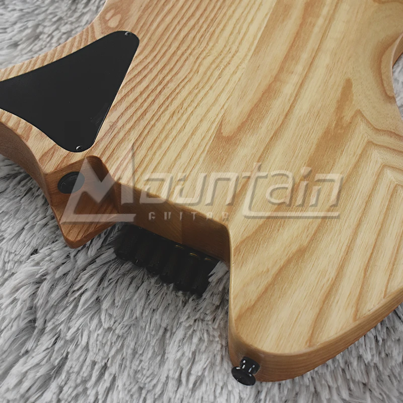 Горная безголовая гитара fanned fret 25,5-25 'пепельный корпус Пламя клен Топ жареный кленовый гриф fret
