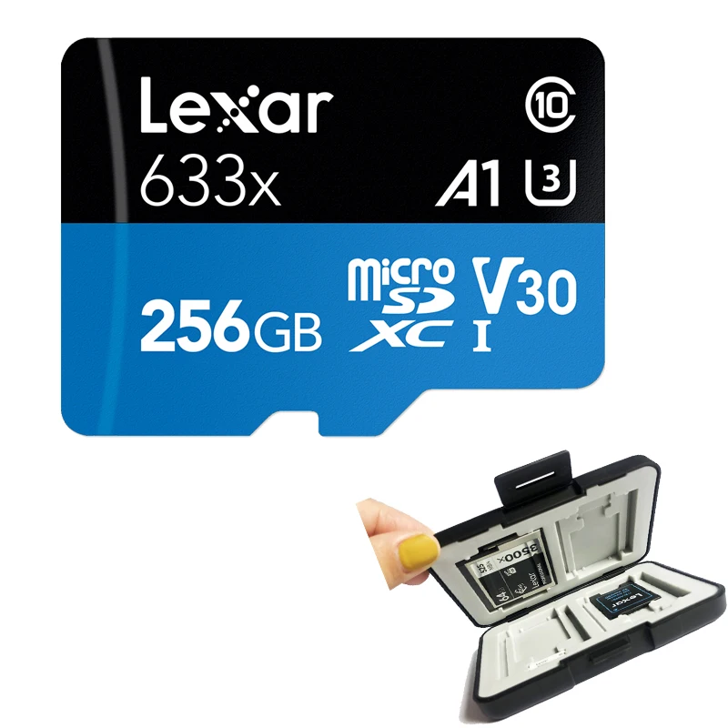 Lexar 512 ГБ 128 ГБ 256 ГБ 64 ГБ 32 ГБ высокая скорость 633x microSDHC SDXC UHS-I до 95 МБ/с./с чтение, 45 МБ/с./с Запись карта чехол