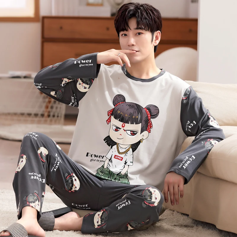 Новинка 100% осенне-зимние пижамные комплекты из 2021 хлопка с милым мультяшным