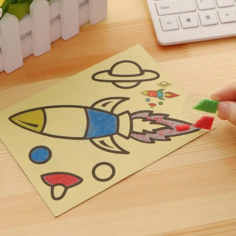 1/5/10pcs Creative Children's Sand Painting Set Cartoon Educational Toys Free Colored Student | Игрушки и хобби