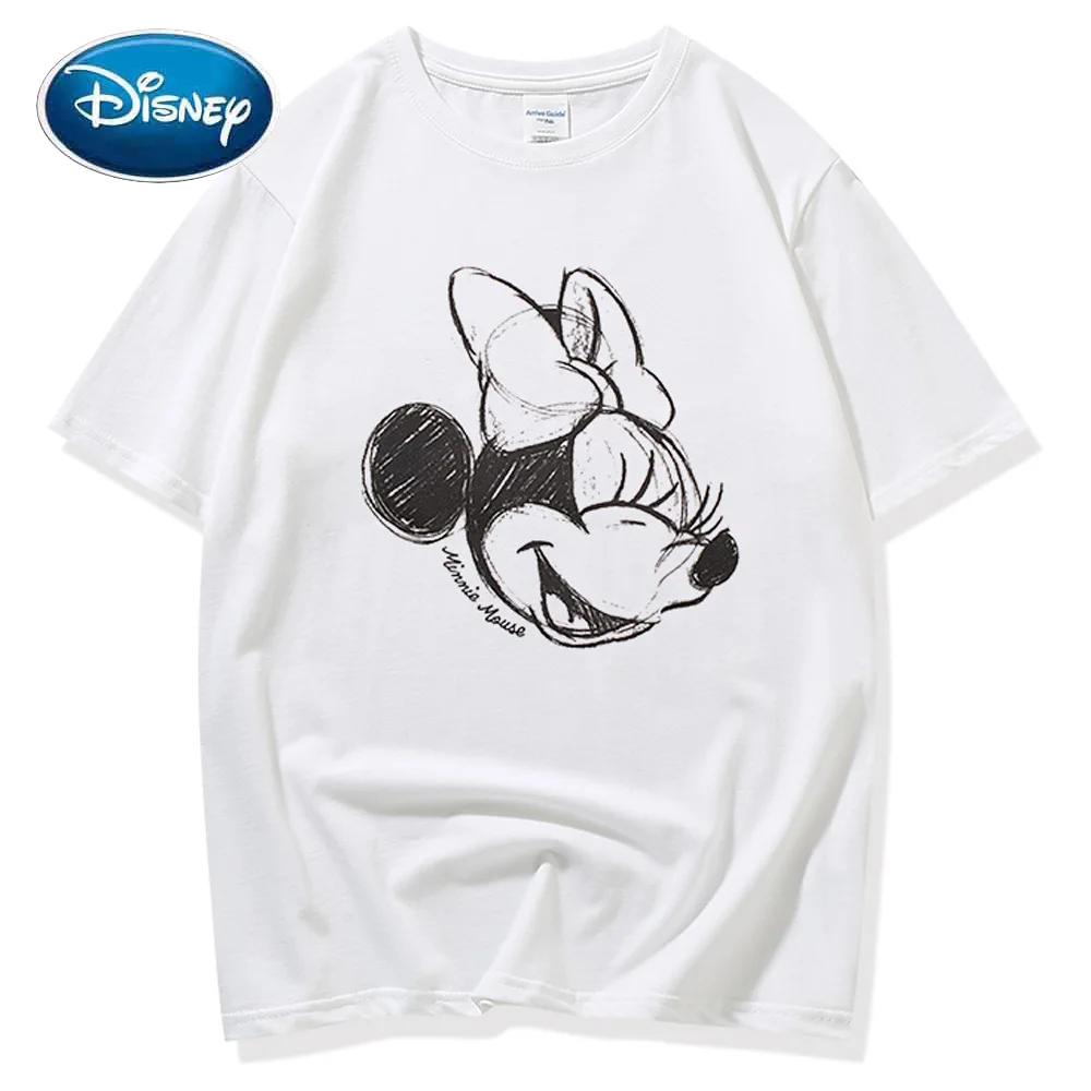 

Модная футболка с рисунком Минни Маус, пуловер с круглым вырезом и коротким рукавом, 9 цветов