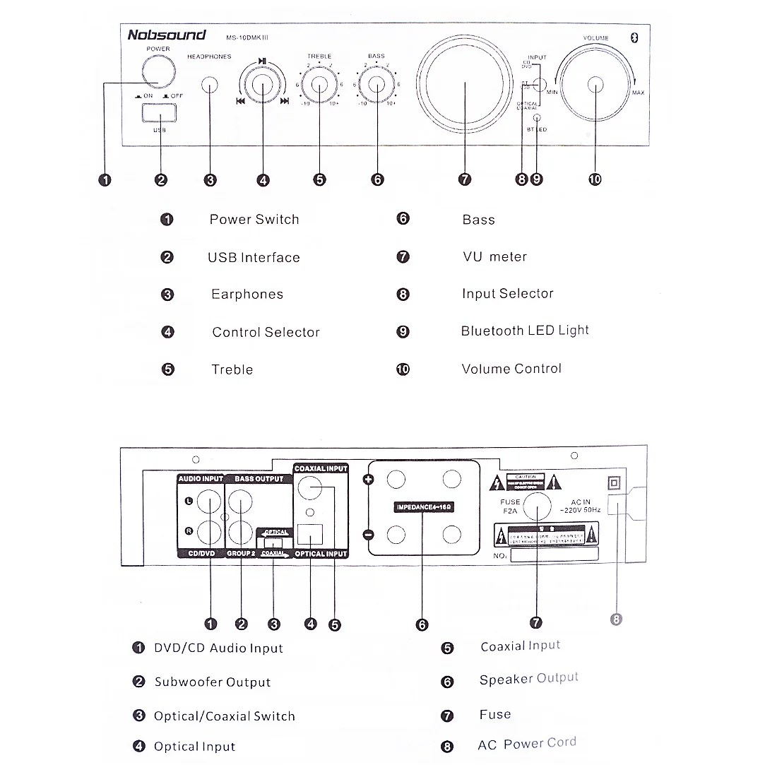 Nobsound MS-10Dhifi стерео ламповый усилитель встроенный Гибридный клапан мощности-Bluetooth