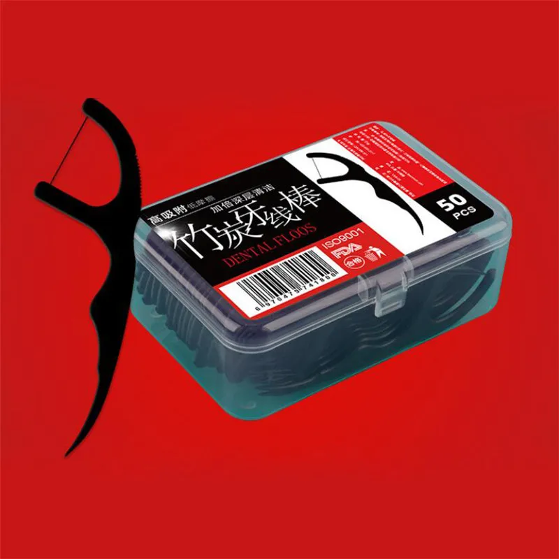 50 шт. зубная нить из бамбукового угля |