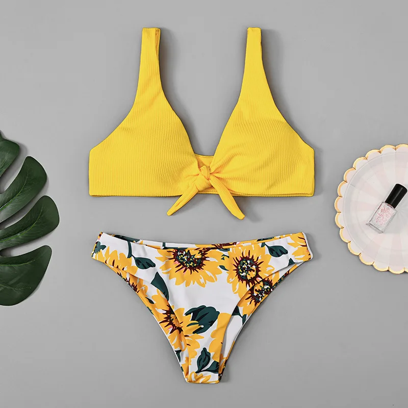PRYDYC Bandage Bikini Printed Swimwear Women split BIKINI 2 Piece set swimsuit cover up bikinis bathing suit Low Waist Female |