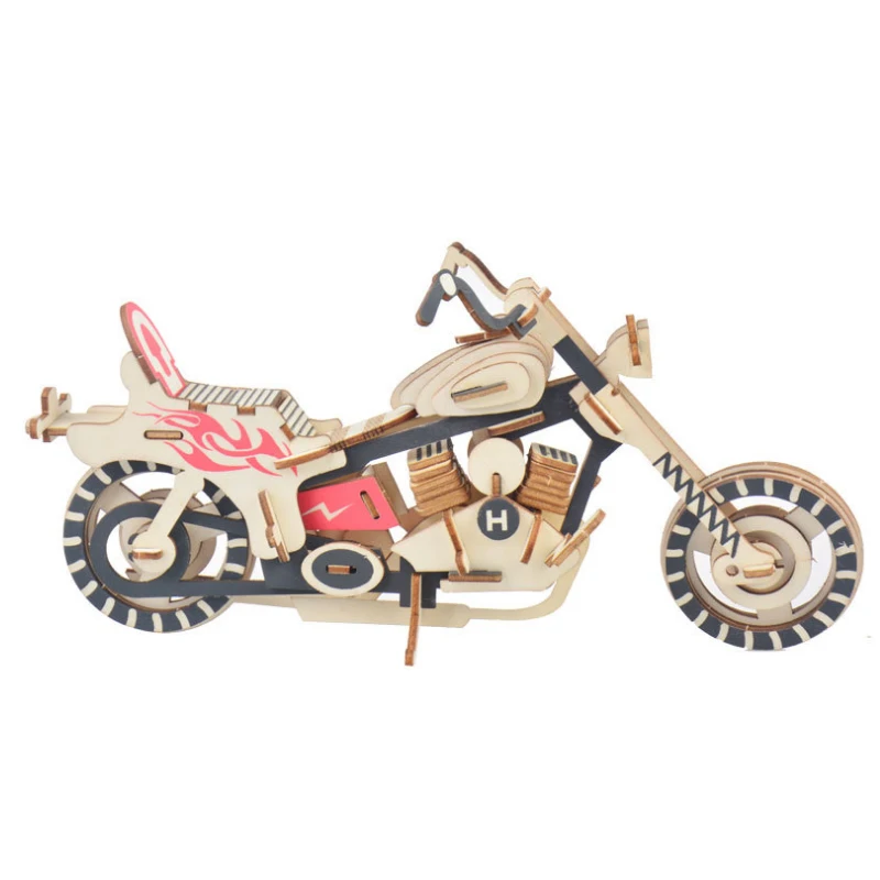 3D деревянная модель мотоцикла автомобиля головоломка строительная сделай сам