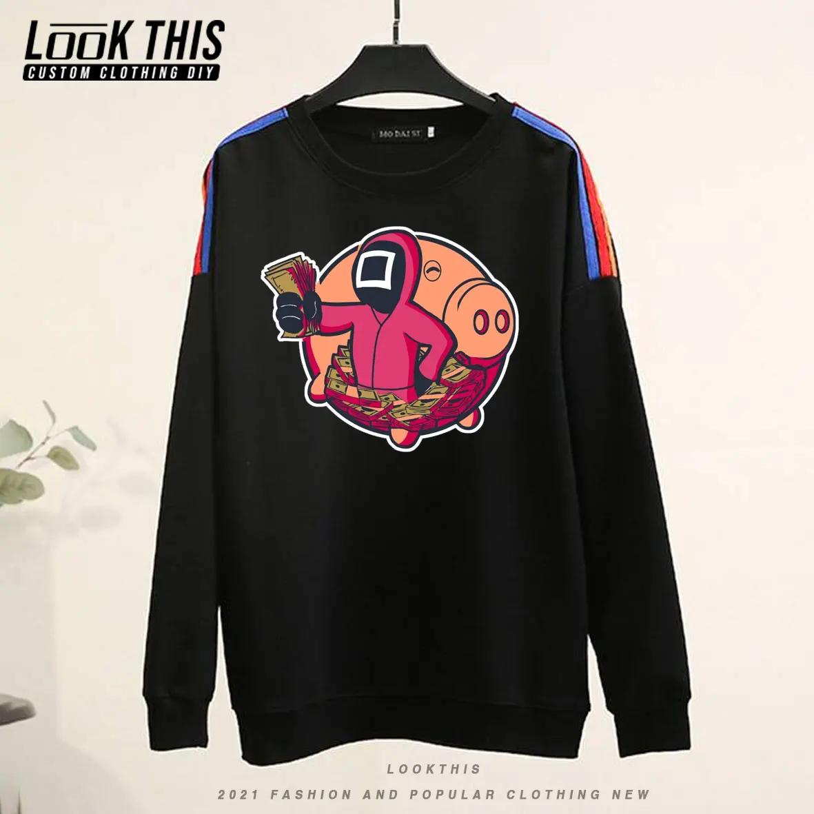 

Squid Game Long Sleeve Pullover Men's Oversized Hoodie Sweatshirt Korean Series Unisex Tracksuit Male Street Tops Spring Winter