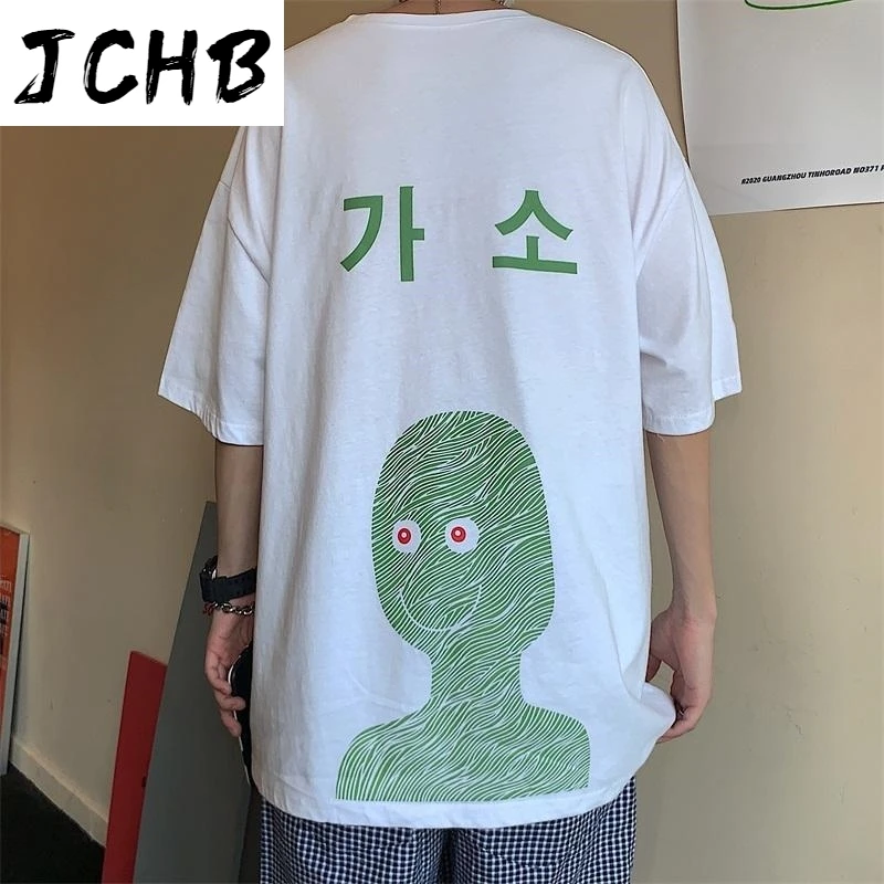 

2021 Causal Loose Harajuku T-shirts Women Korean Loose Smiley Portrait Printing O-neck Unisex T-shirts Wholesale Tops for Men Wo