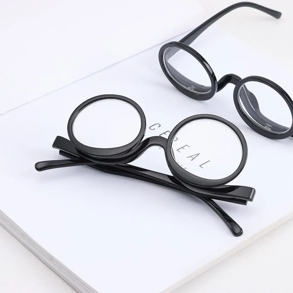 Rotating Magnifying Folding Magnification Eyeglasses Presbyopic Clamshell Makeup Eyewear Glasses Reading Lens +10~+40 |