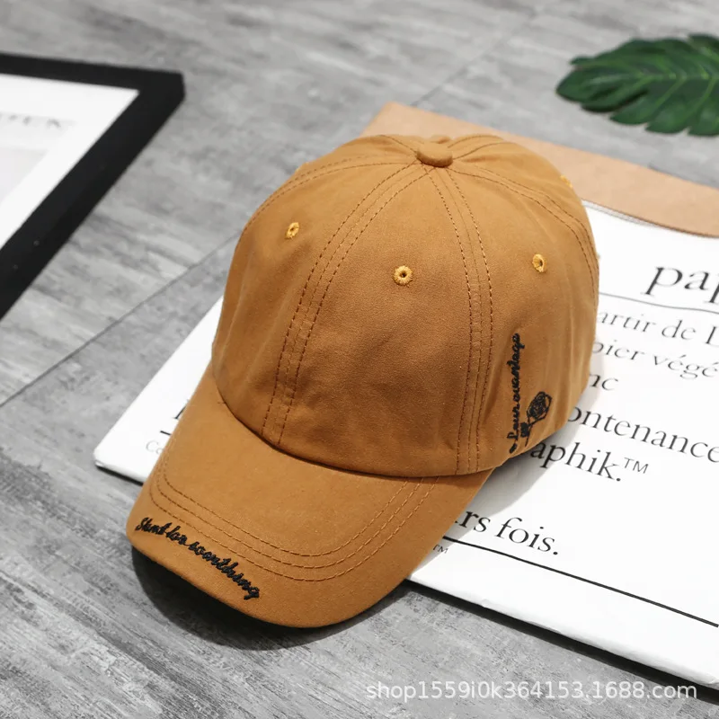 Curved Eaves Baseball Cap Alphabet Rose Embroidery Pattern Hip Hop Wild Caps Solid Color Men's Outdoor Casual Spring Autumn Hat