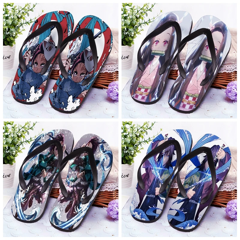 Kimetsu no Yaiba модные аниме тапочки на заказ летняя пляжная обувь домашние унисекс