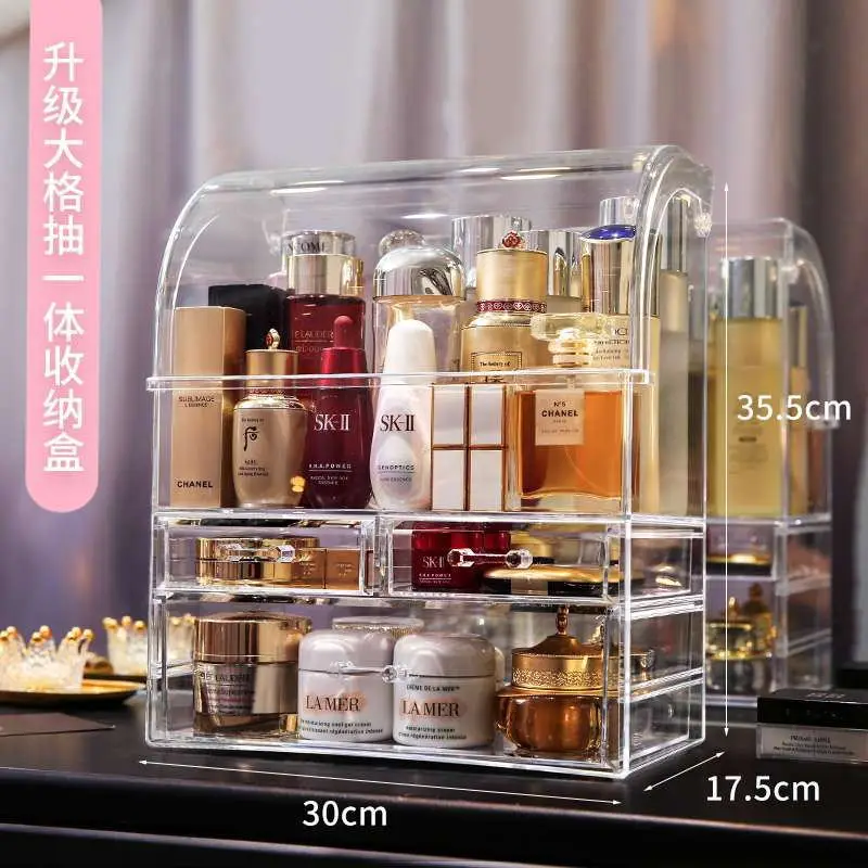 

Acrylic cosmetics storage box Desktop shelf Lipstick skin care products dressing table storage box brush holder makeup