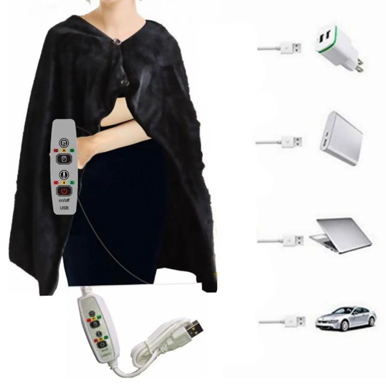 USB Heated Warm Shawl Electric Heating Plush Throw Blanket Cape Lap Coral Flannel | Дом и сад