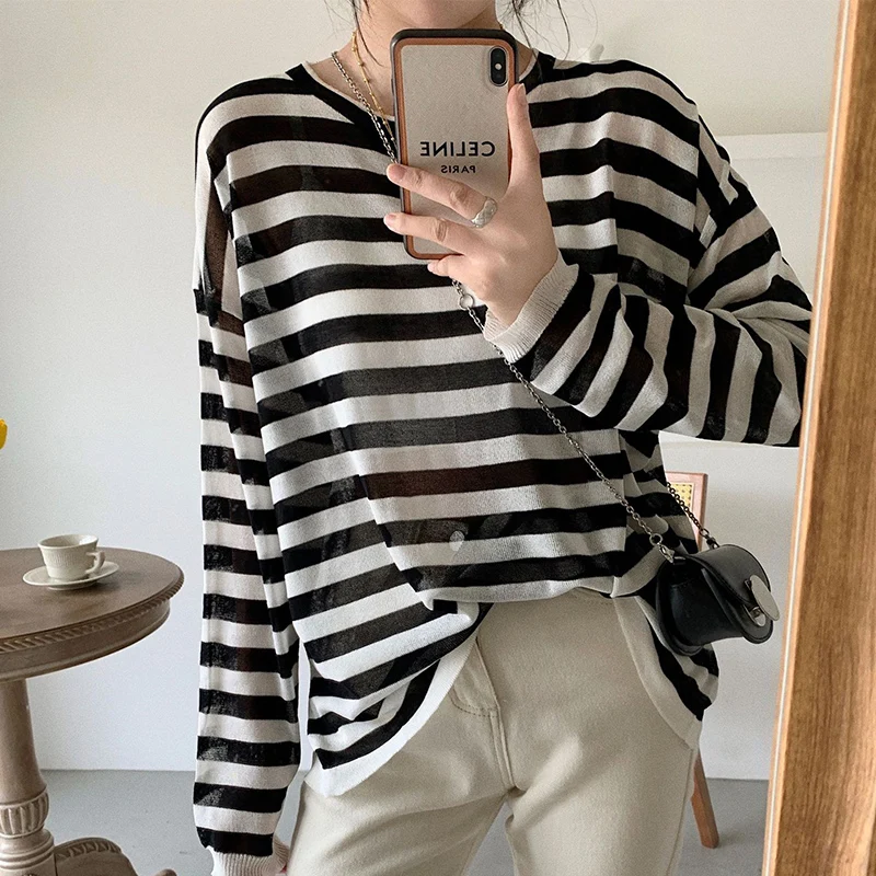 

Футболка женская из полиэстера, Повседневная рубашка в стиле Харадзюку, с круглым вырезом и длинными рукавами, в стиле пэчворк, на лето