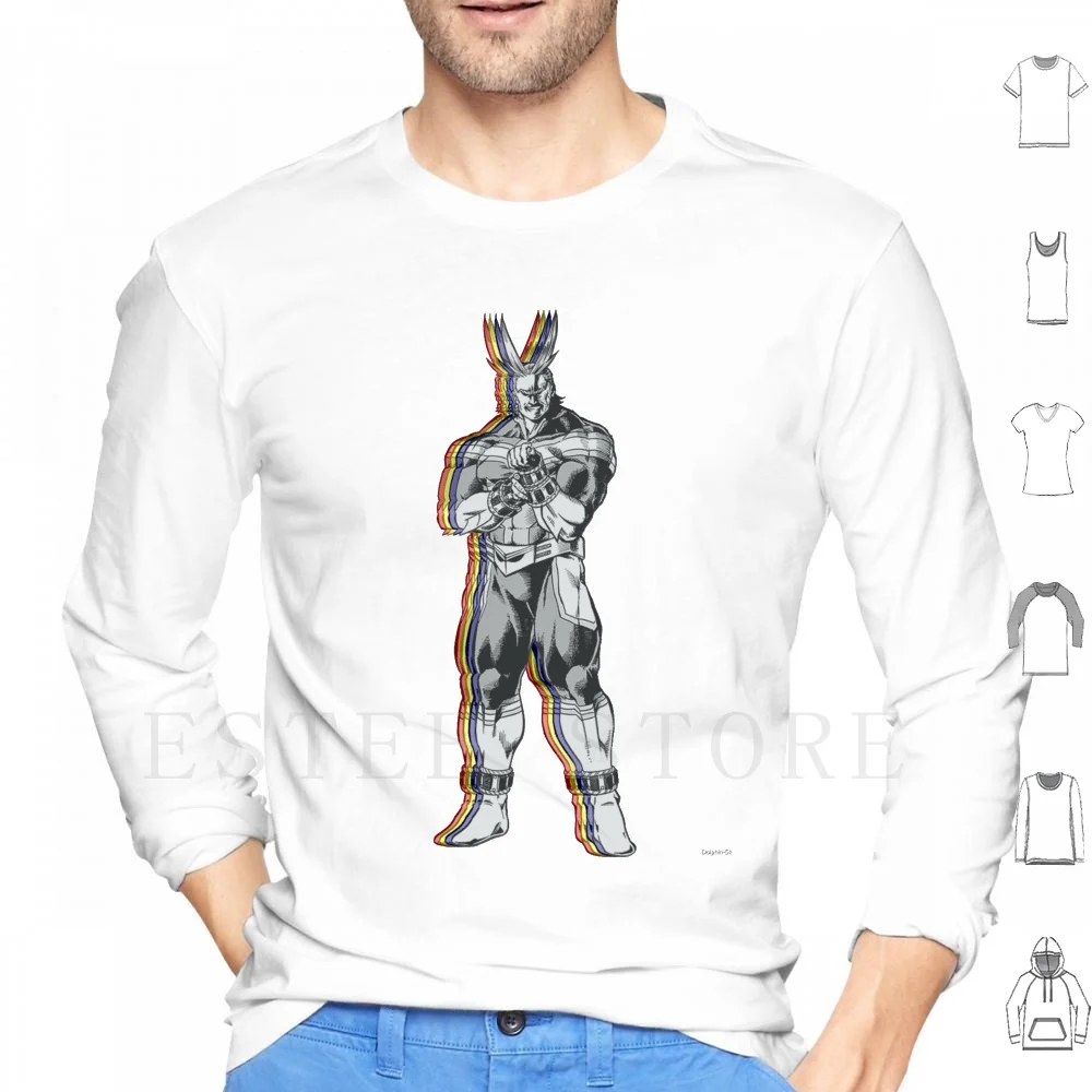 All Might Retro Design Hoodies Long Sleeve Shoto Todoroki Katsuki Bakugo My Hero