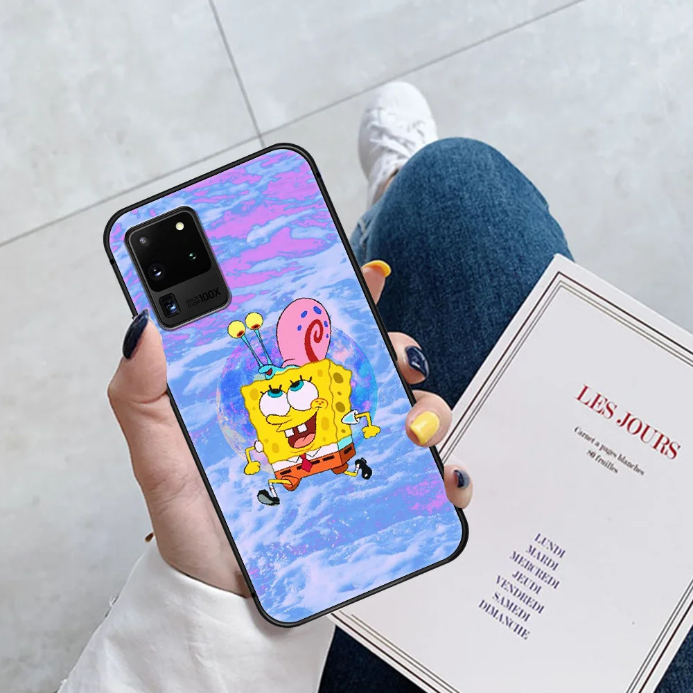 

Cartoon Cute Yellow SpongeBobs Phone Case Cover Hull For Samsung Galaxy S 6 7 8 9 10 e 20 Edge Uitra Note 8 9 10 Plus black Cell