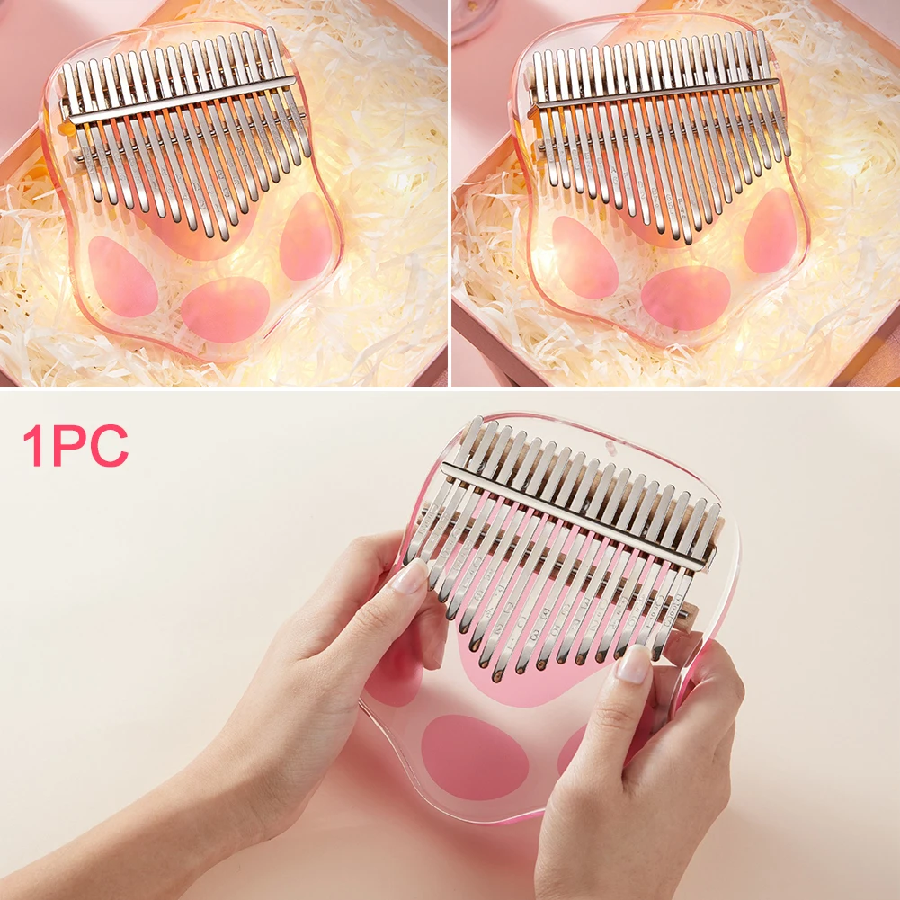 

17key 21key Kindergarten Kids Toy Mini Transparent Acrylic Beginners Thumb Piano Home Catpaw Shaped Kalimba Musical Instrument