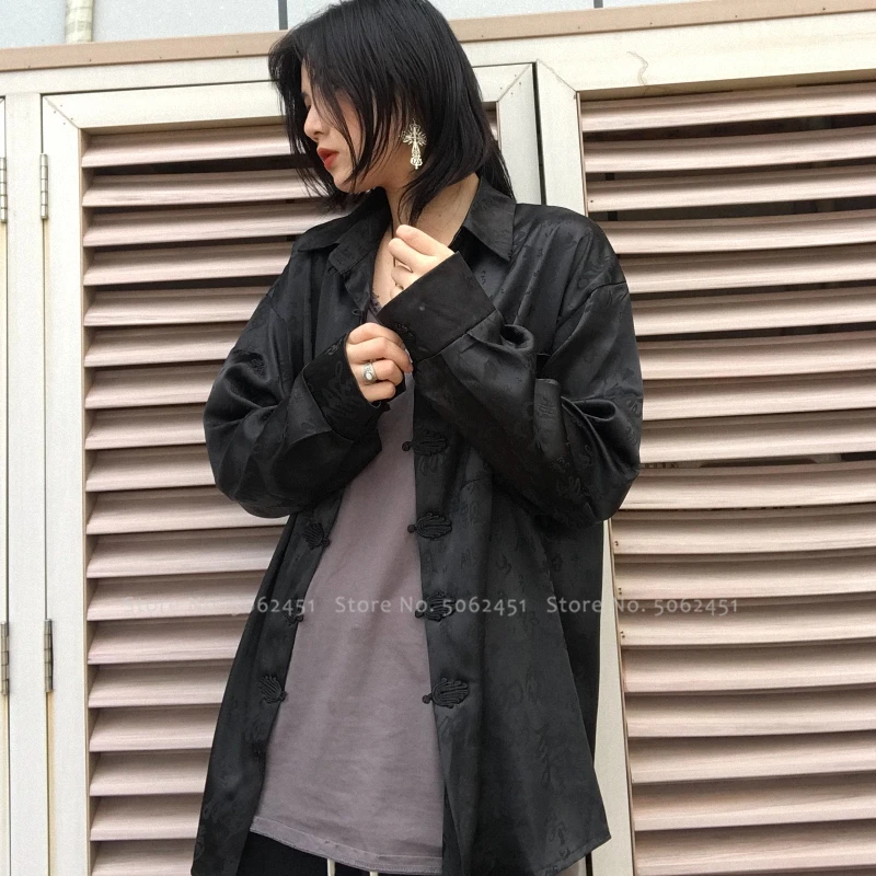 Китайский традиционный ханьфу блузка для женщин и мужчин пара Harajuku стиль Японский Haori куртки кунг-фу каллиграфия печати пальто Тан костюм