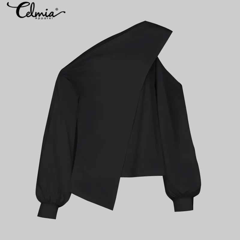 5XL Celmia женские модные блузки с длинным рукавом Ажурные топы пикантные рубашки