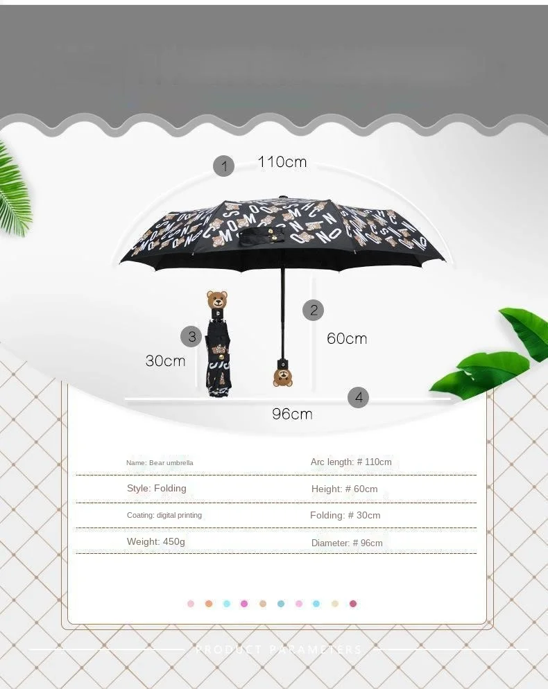 

Big Trendy Brand Bear Head Cute Personality Umbrella Fully Automatic Folding Sunscreen Umbrella Sun and Rain Dual-use Umbrella
