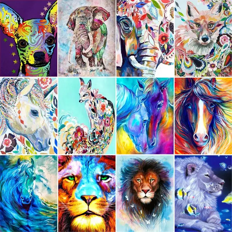 

RUOPOTY Frame DIY Painting By Numbers Color Animals HandPainted Oil Painting Drawing On Canvas Unique Gift Home Decoration 60×75