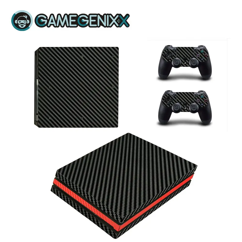 Защитная виниловая наклейка GAMEGENIXX для консоли PS4 Pro и 2 контроллера черное