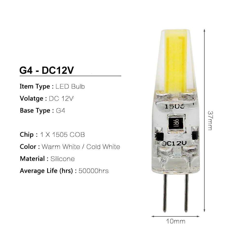 10 шт. силиконовые светодиодсветодиодный лампы G4 COB DC 12 В сменные галогенные Вт 20
