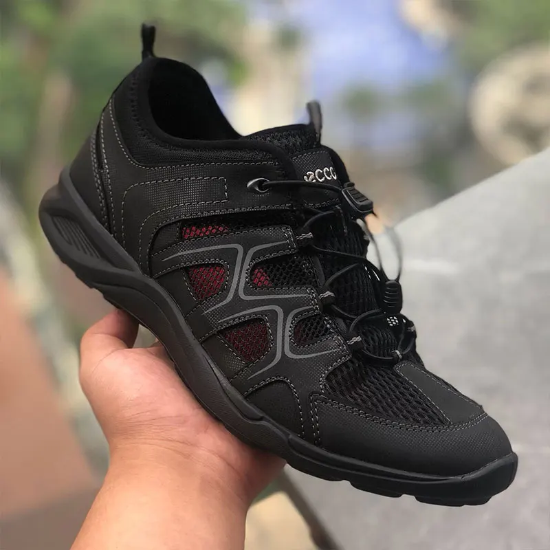 

Кроссовки мужские кожаные сетчатые, повседневная обувь для молодых мальчиков, Нескользящие, спортивные брендовые, черные, оригинал